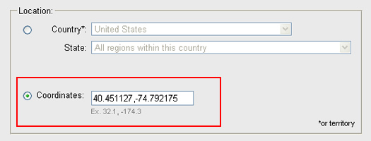 Entering specific latitude and longitude coordinates in the Google Ad Preview Tool