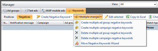 Adding Multiple Negative Keywords in adCenter Desktop