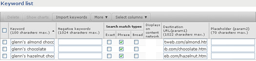 Adding param1 values for destination URL's in AdCenter.