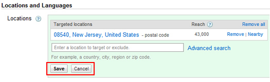 Save Location Targeting Settings in AdWords