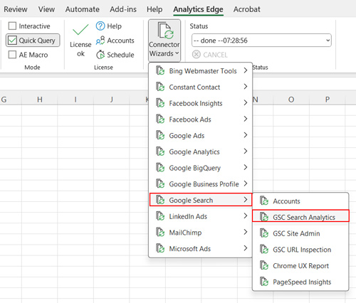 Using Analytics Edge to export data from the Search Console API