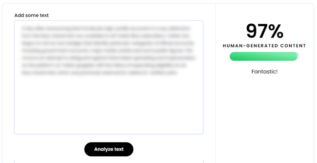 Writer's AI content detection tool measuring high quality human content