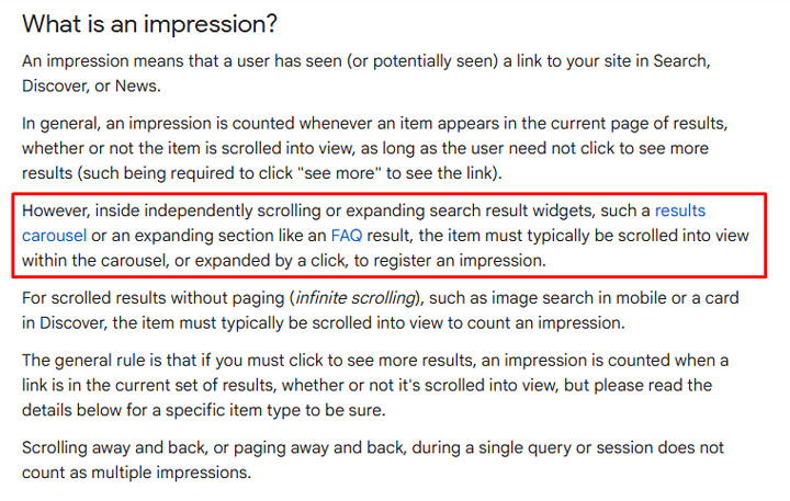 Standard impression rules apply for AI Mode for carousels and image packs.