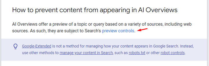 Google's preview controls can help site owners remove content from AI overviews.