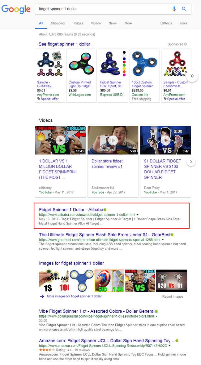 Fidget spinner one dollar - video carousel changed.