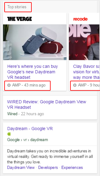 AMP in Top Stories Carousel