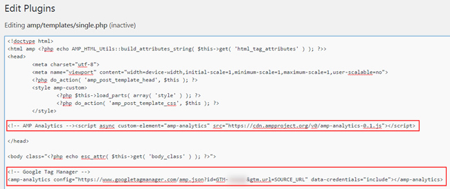 Adding the GTM code to the single.php file in WordPress.