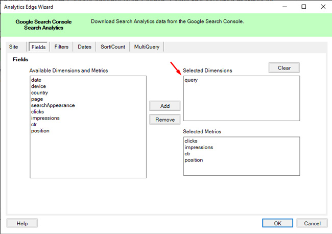 Select fields to export using Analytics Edge