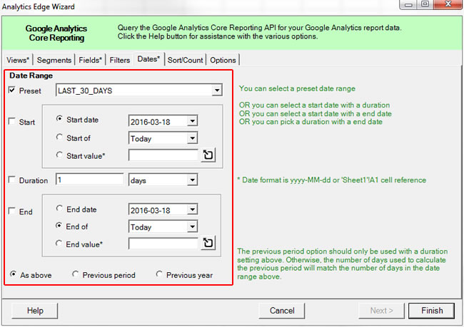 Selecting a Date Range in Analytics Edge