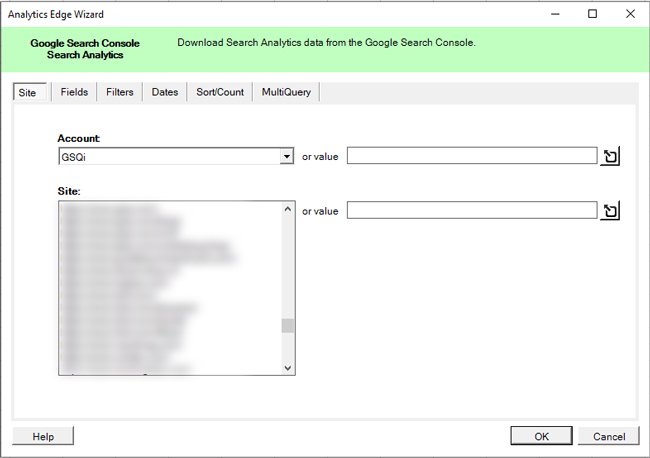 Select a GSC property in Analytics Edge