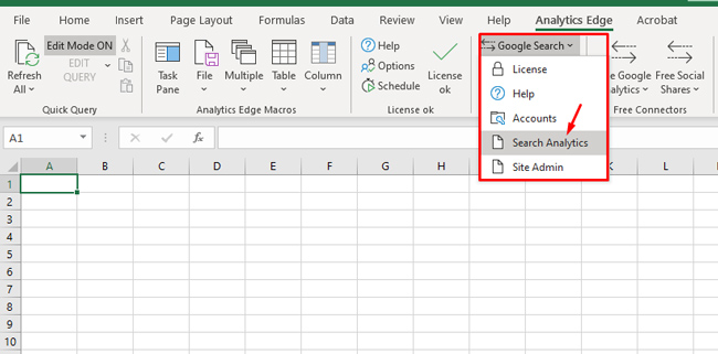 Using the Search Analytics API in Analytics Edge in Excel