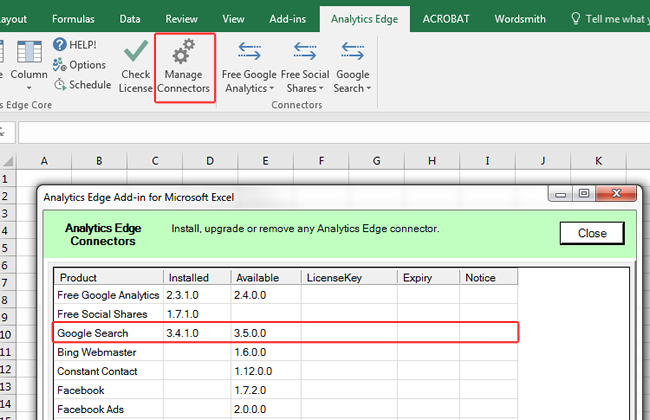 Manage connectors in GSC