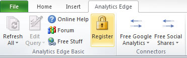 Registering Analytics Edge in Excel