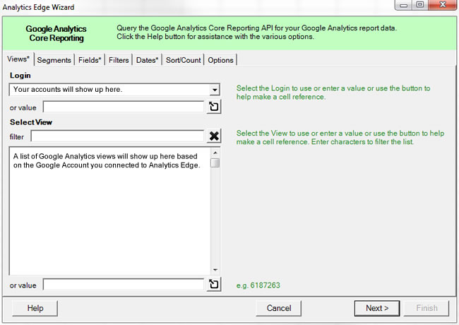 Select GA View in Analytics Edge