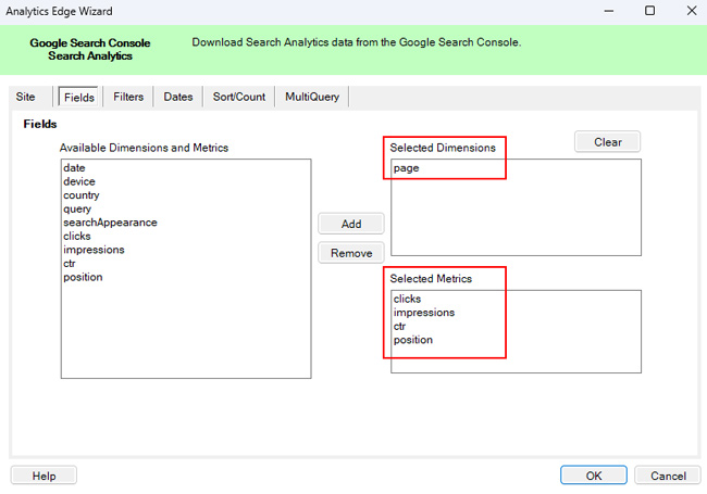 Export landing pages via the GSC API