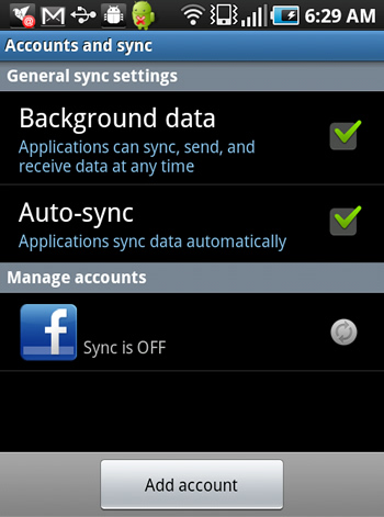 Facebook Sync Account on Android