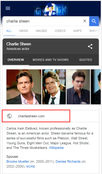 Charlie Sheen on mobile.