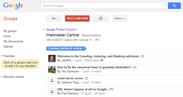 Google Webmaster Forums