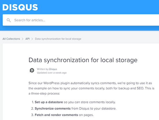 Disqus local storage option for having comments indexed.