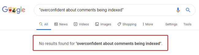 Comments not indexed.