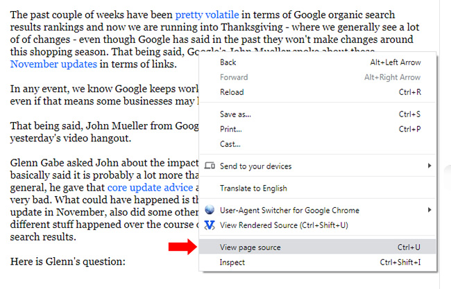 View page source in Chrome.