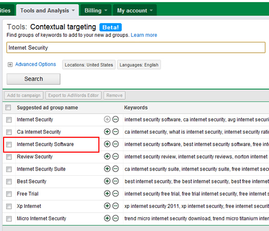 Finding related searches using the Contextual Targeting Tools