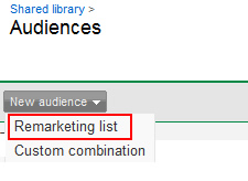 Selecting Remarketing List When Creating a New Audience in Google AdWords.