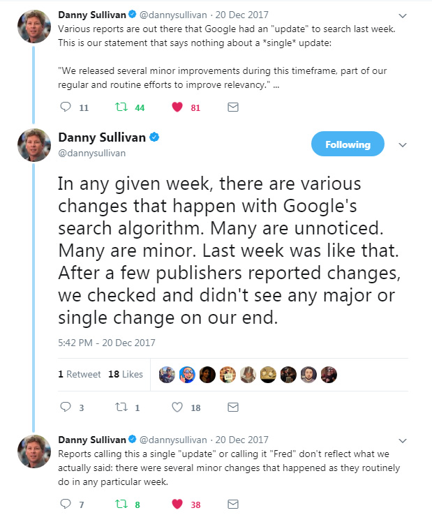 Danny Sullivan confirms December changes in December of 2017.