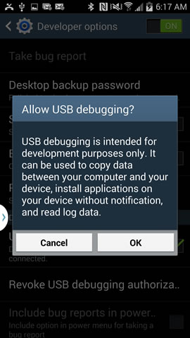 Allow USB Debugging on Android Device