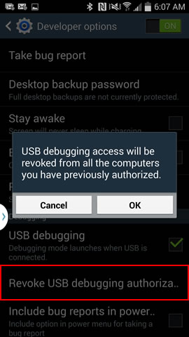 Revoke USB Debugging