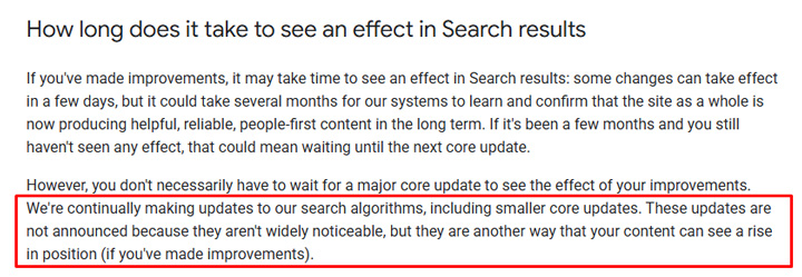Google explains more about smaller core updates that go unannounced. 