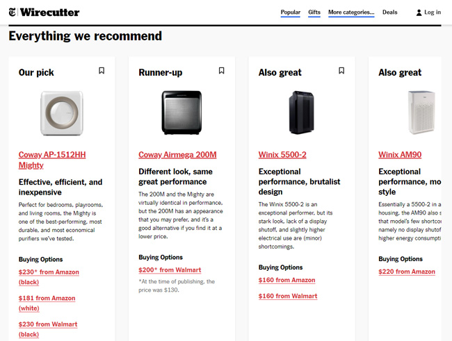 Charts in product reviews.