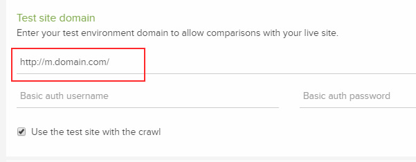 Hacking the test site feature in DeepCrawl by adding an m-dot.