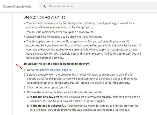 Disavow Tool in Google's help documentation