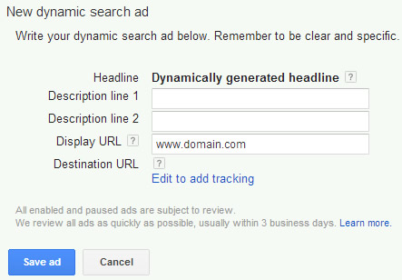 Example of Dynamic Search Ad in AdWords