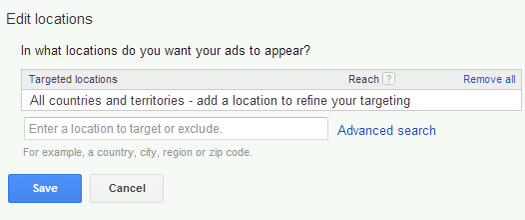 Adding a location to target in enhanced campaigns.