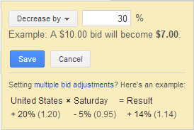 Adding a bid adjustment in an enhanced campaign.