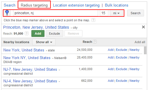 Using Radius Targeting in Enhanced Campaigns