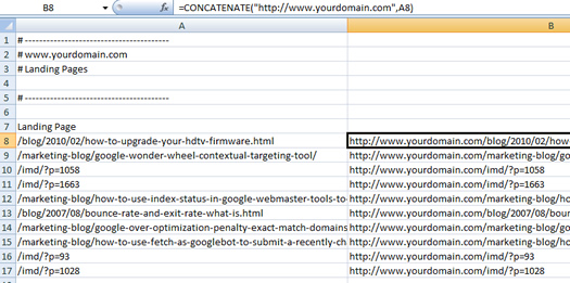 Using the CONCATENATE function in Excel to buld URL's