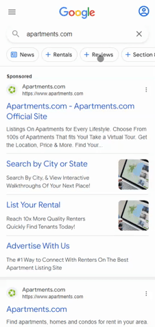 Example of Google Explore for the query Apartments.com