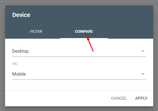 Comparing desktop to mobile data in Google Search Console (GSC)