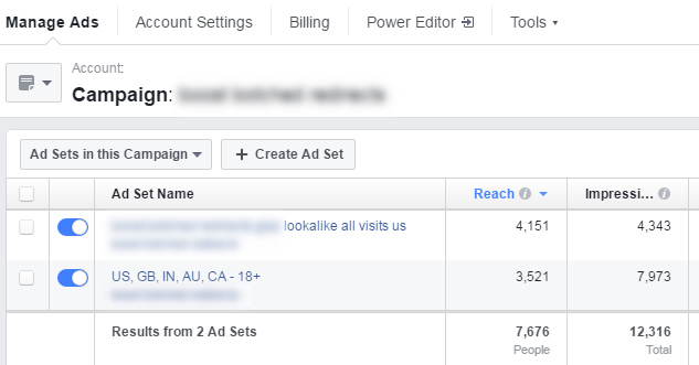 Using multiple ad sets for targeting and budget for a boosted post campaign.