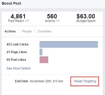 Changing an audience for a Facebook boost.