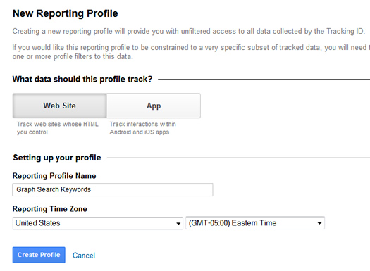 Create a new profile in Google Analytics.