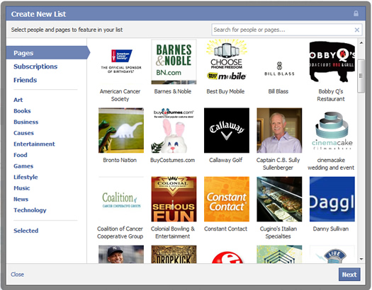 Create Interest Lists in Facebook