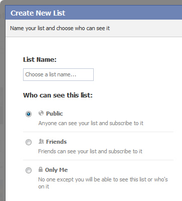 Privacy Settings for Interest Lists in Facebook