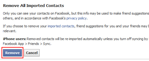 Confirm You Want to Remove Imported Contacts From Facebook