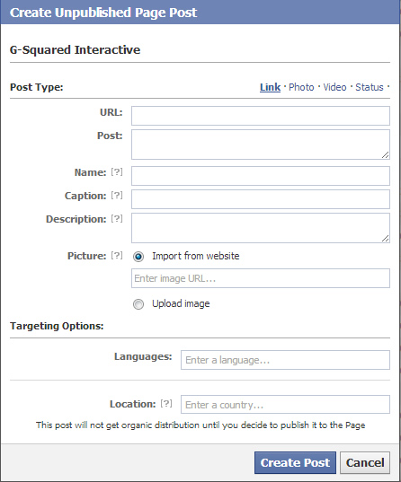 Unpublished posts in Facebook