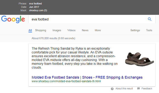 Featured snippet migration eva footbed shoebuy.com