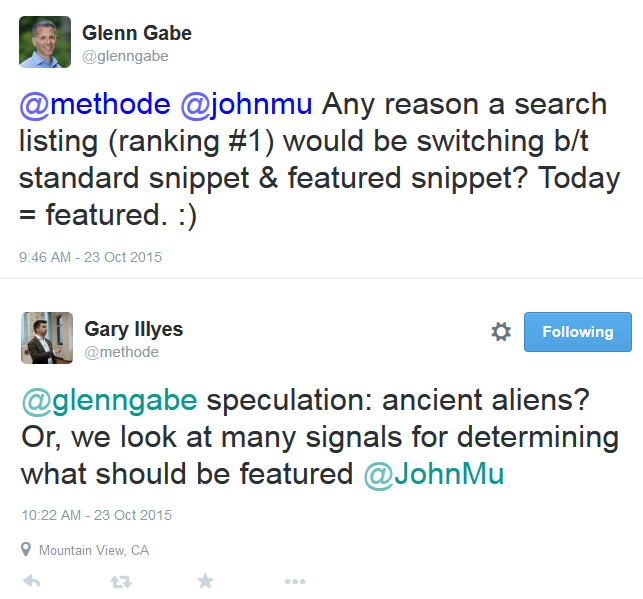 Gary Illyes Tweet About Featured Snippets